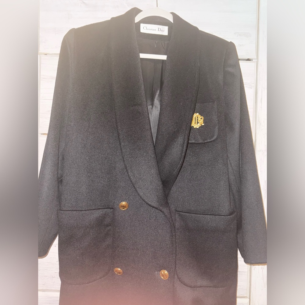 Christian Dior black wool double-breasted coat - Picture 6 of 6